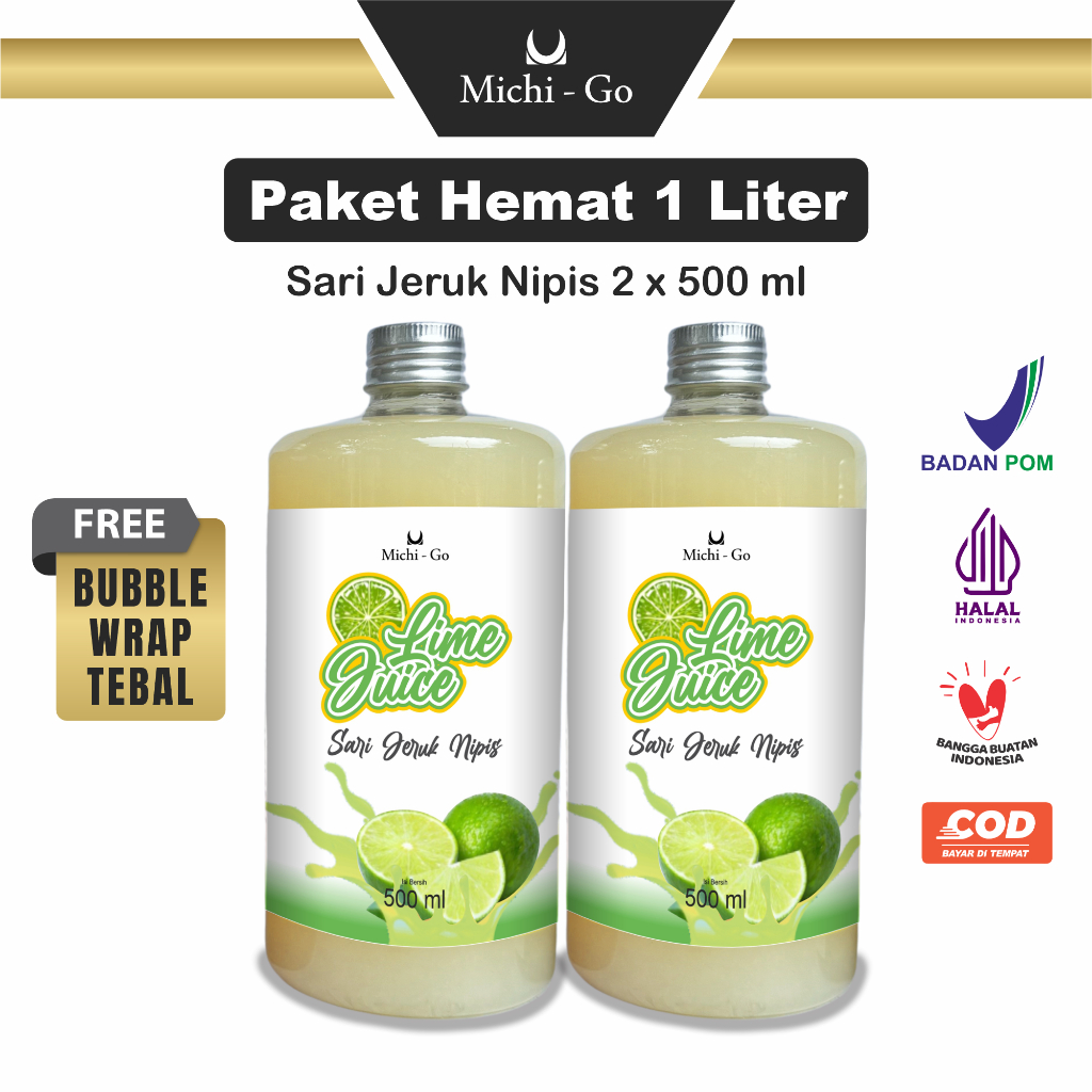 

Michigo - Sari Jeruk Nipis 1 Liter Murni Asli 100% - Pure Lime Juice Organic Tanpa Pengawet