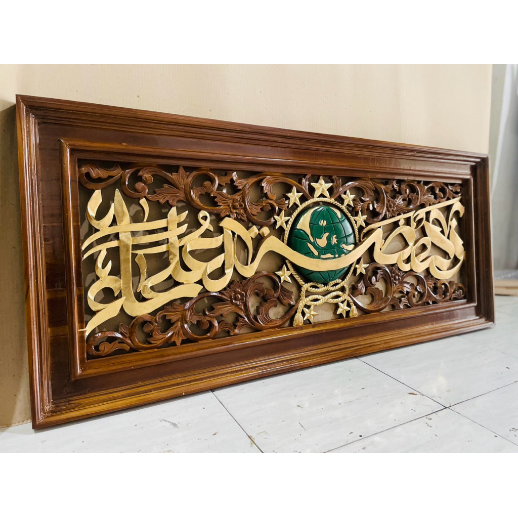 Logo nu full ukiran bahan full kayu jati 120x55cm