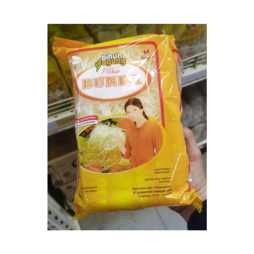 

BIHUN JAGUNG PILIHAN BUNDA 500GR ISI 3 PCS