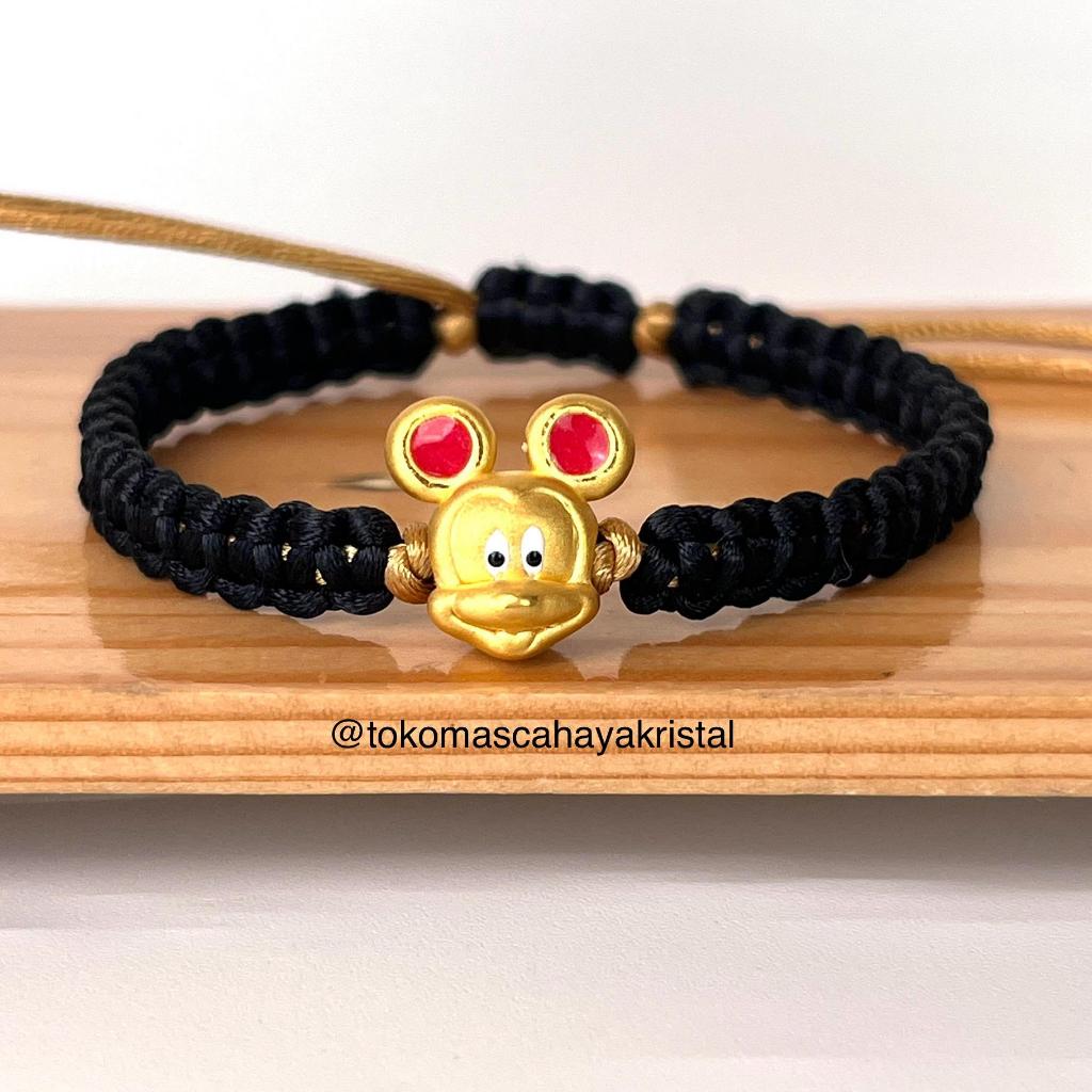 Gelang Tali Emas Charm Tikus Merah 24k -Gold Bracelet