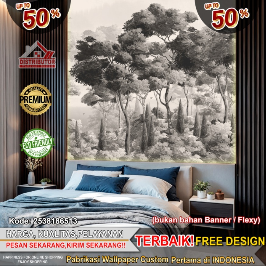 Wallpaper Custom 3D Tema Mural | Wallpaper Ruang Tamu | Wallpaper Ruang Mural | Wallsticker | Wallpa