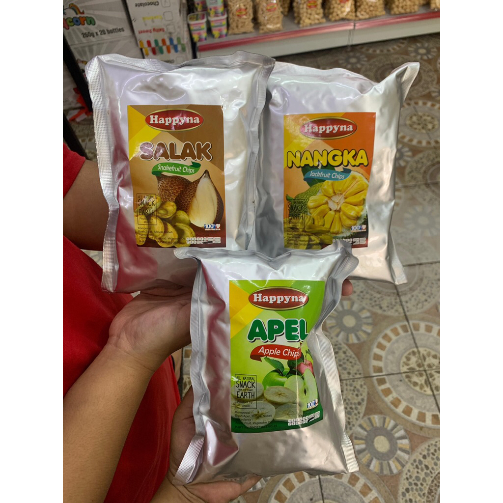 

Keripik buah Happyna/Jackfruitt Chips/Aplle Chips/Snakefruit Chips