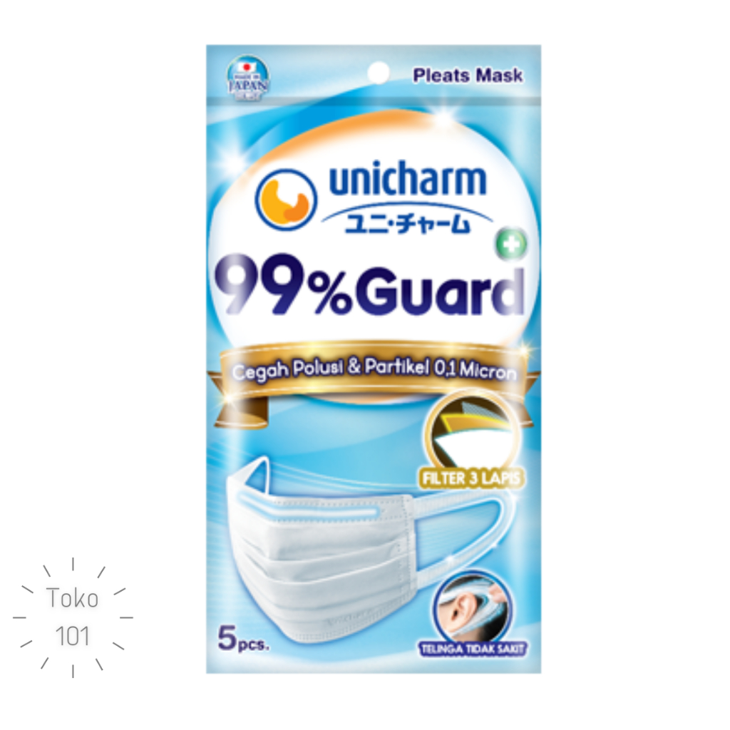 Masker Unicharm 99% Guard Pleats Mask Isi 5pcs