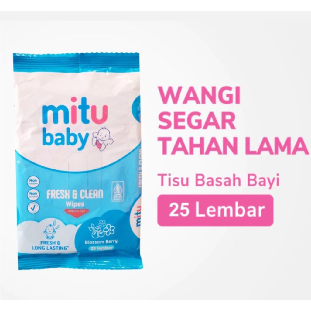 TISU, TISU BASAH, TISU BASAH MITU BABY, TISU BASAH BAYI, TISU BASAH KECIL, TISU BASAH 25 LEMBAR, TIS