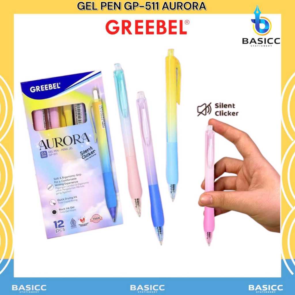 

Greebel Pulpen Gel Pen Pastel 0.5mm Aurora Ballpoin GP- 511 | @1 Pcs
