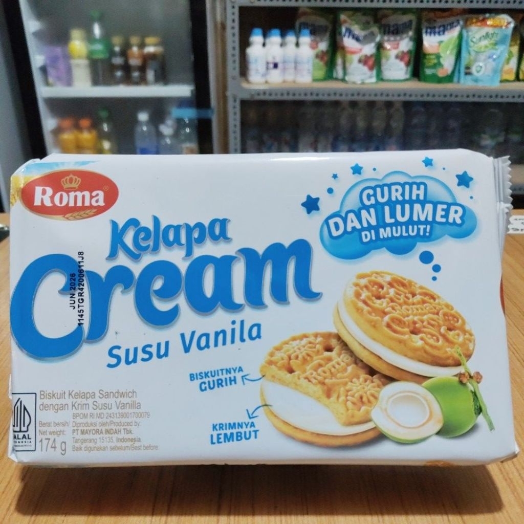 

Roma kelapa cream susu vanilla 174gr