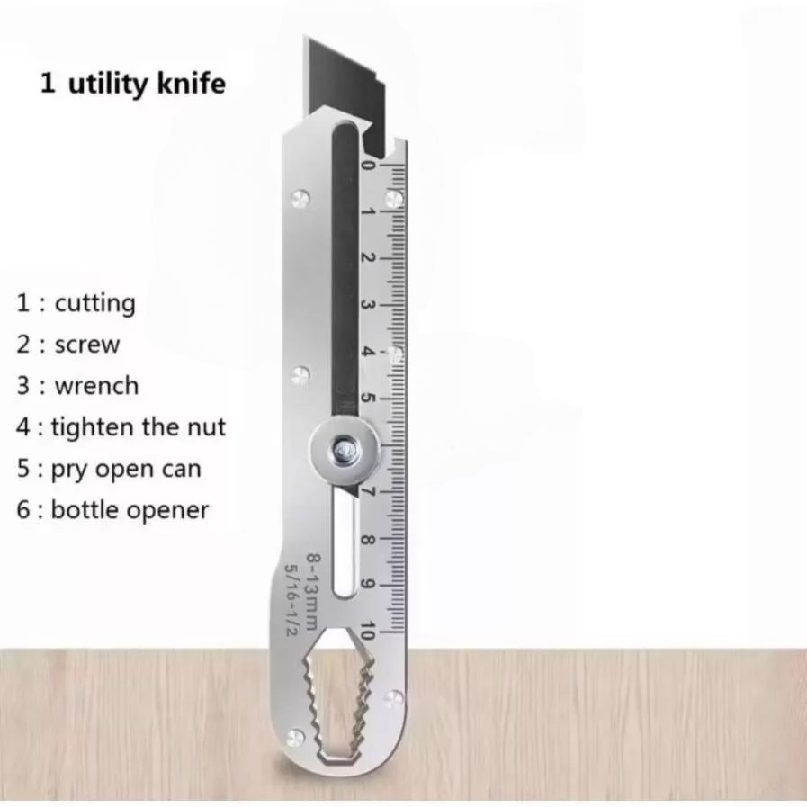 

Cutter Stainless 9in1 | Cutter Multifungsi Pembuka Tutup Botol Penggaris Kater Tajam | Pisau Cutter