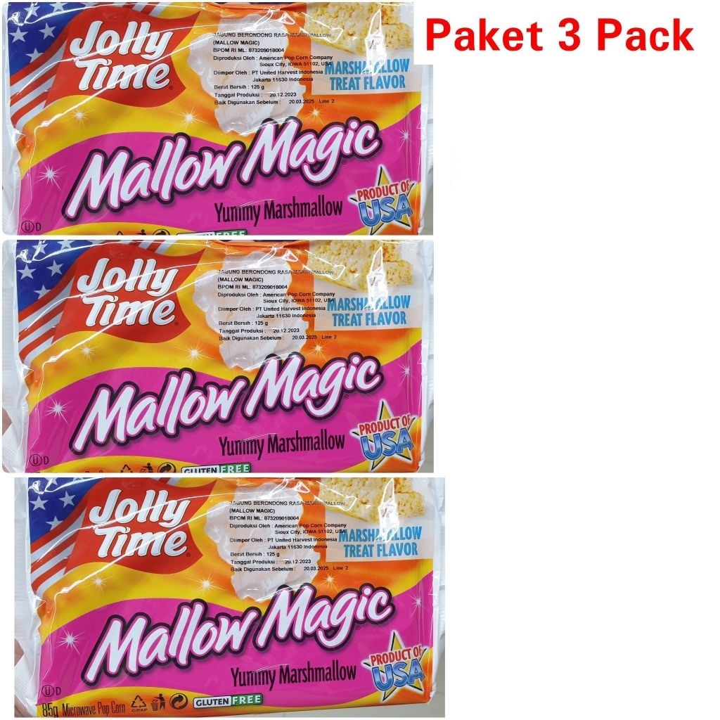 

PAKET 3 PACK POP CORN Mallow Magic Jolly Time Microwave Popcorn + Saus Topping