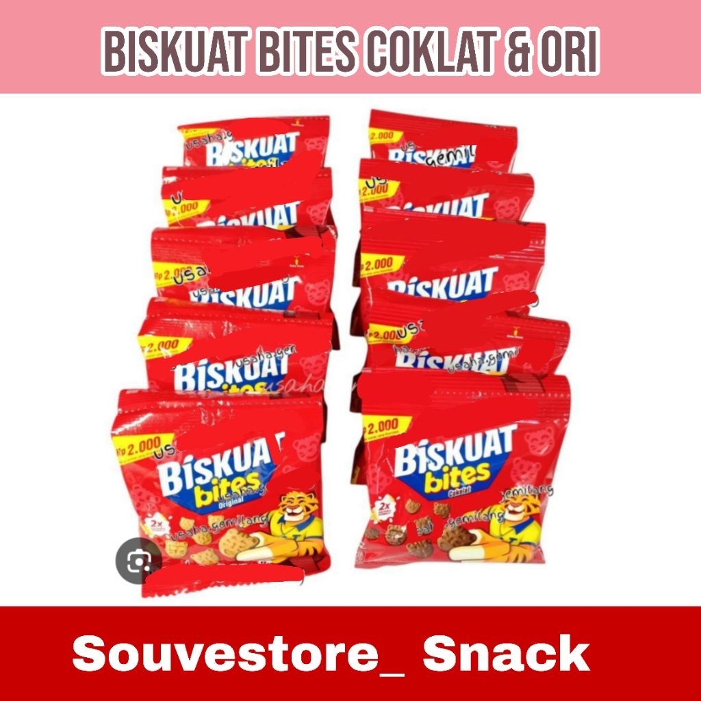 

Biskuat Bites Coklat dan Original Renceng isi 10