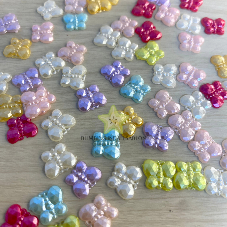 Payet Hiasan Kupu-Kupu 3gr Renda Tempelan Jepit Kerudung Rambut Kebaya DIY Baju Butterfly Pernak Can