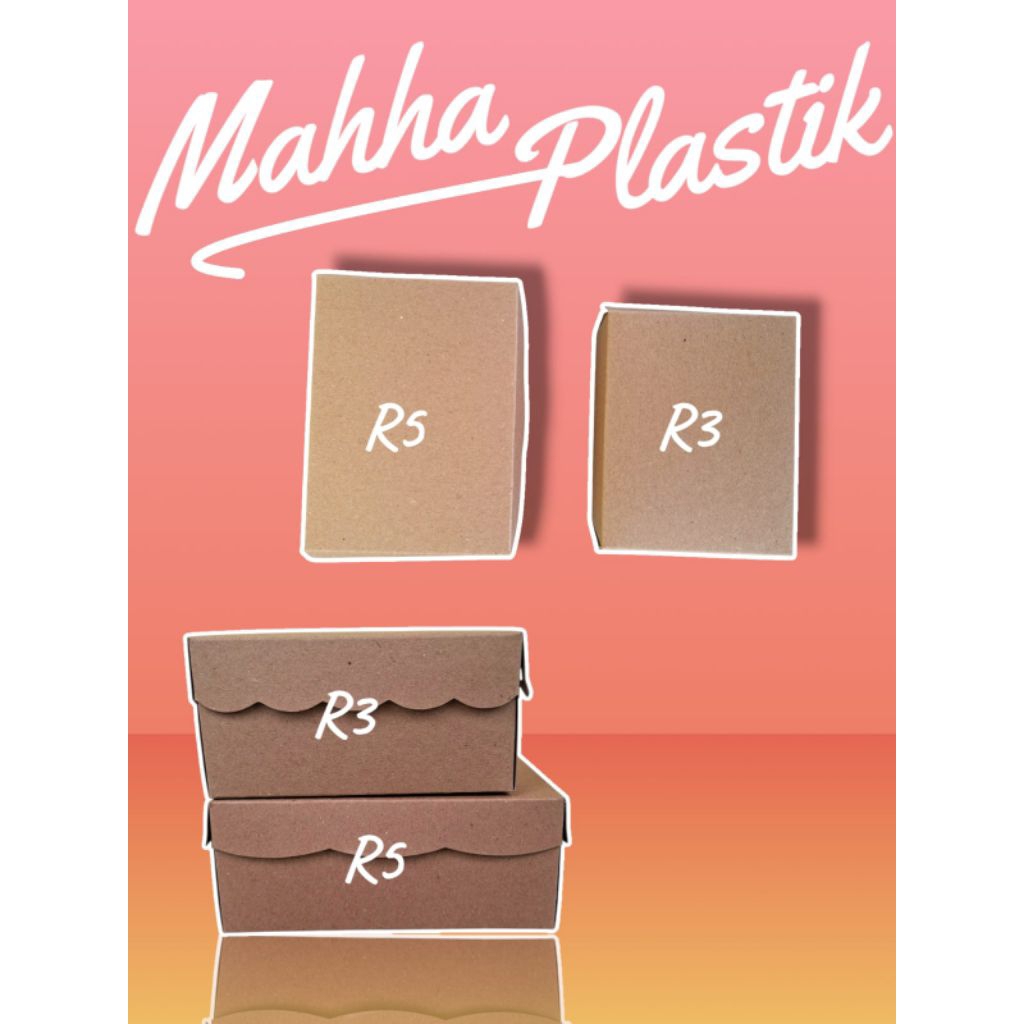 

Kotak R3 dan R5 coklat, Kotak Snack, Kotak Jajanan, Kotak Kue, Snack Box