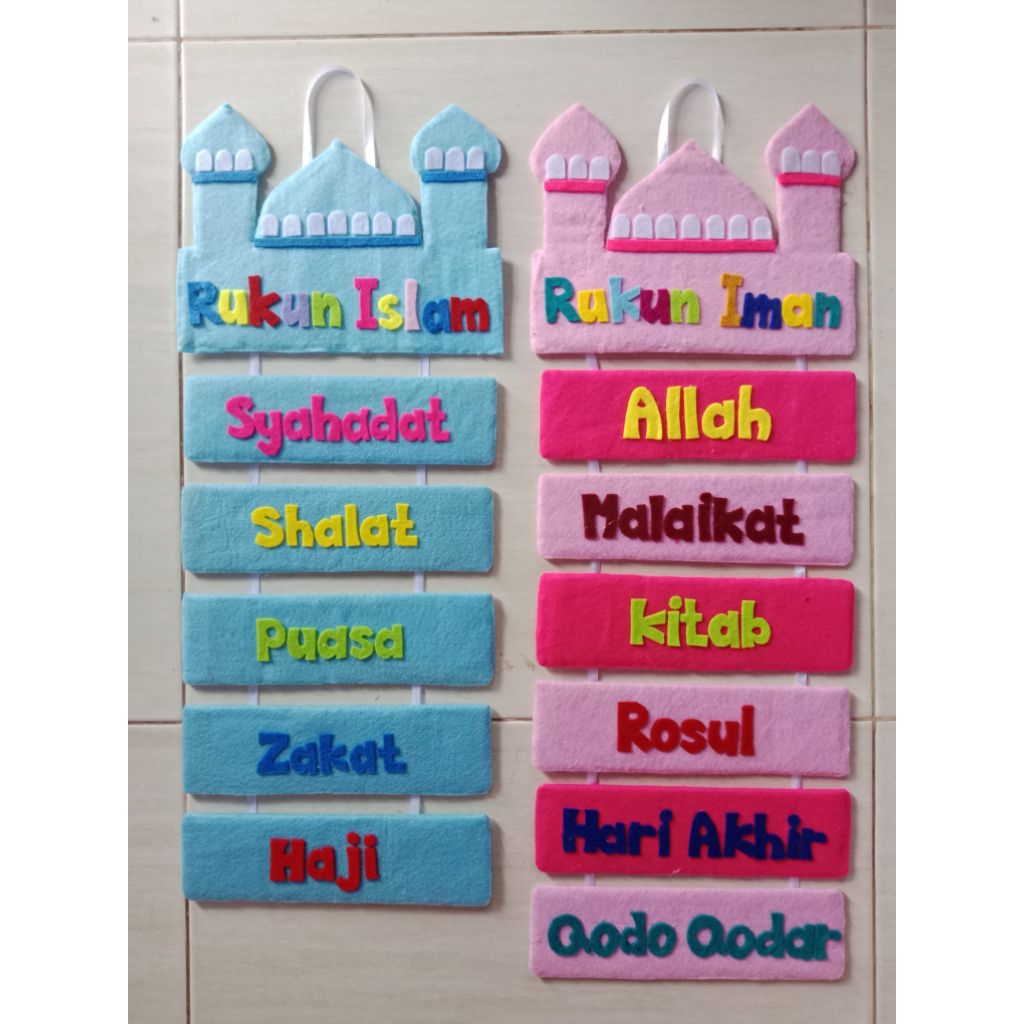 kerajinan kain flanel / rukun islam/ rukun iman