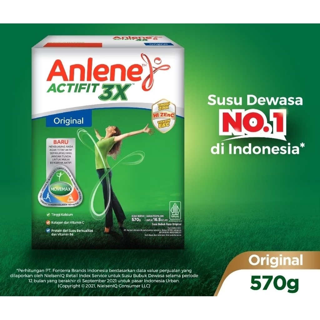 

Anlene Actifit 3x Original 570g 1dus isi 12