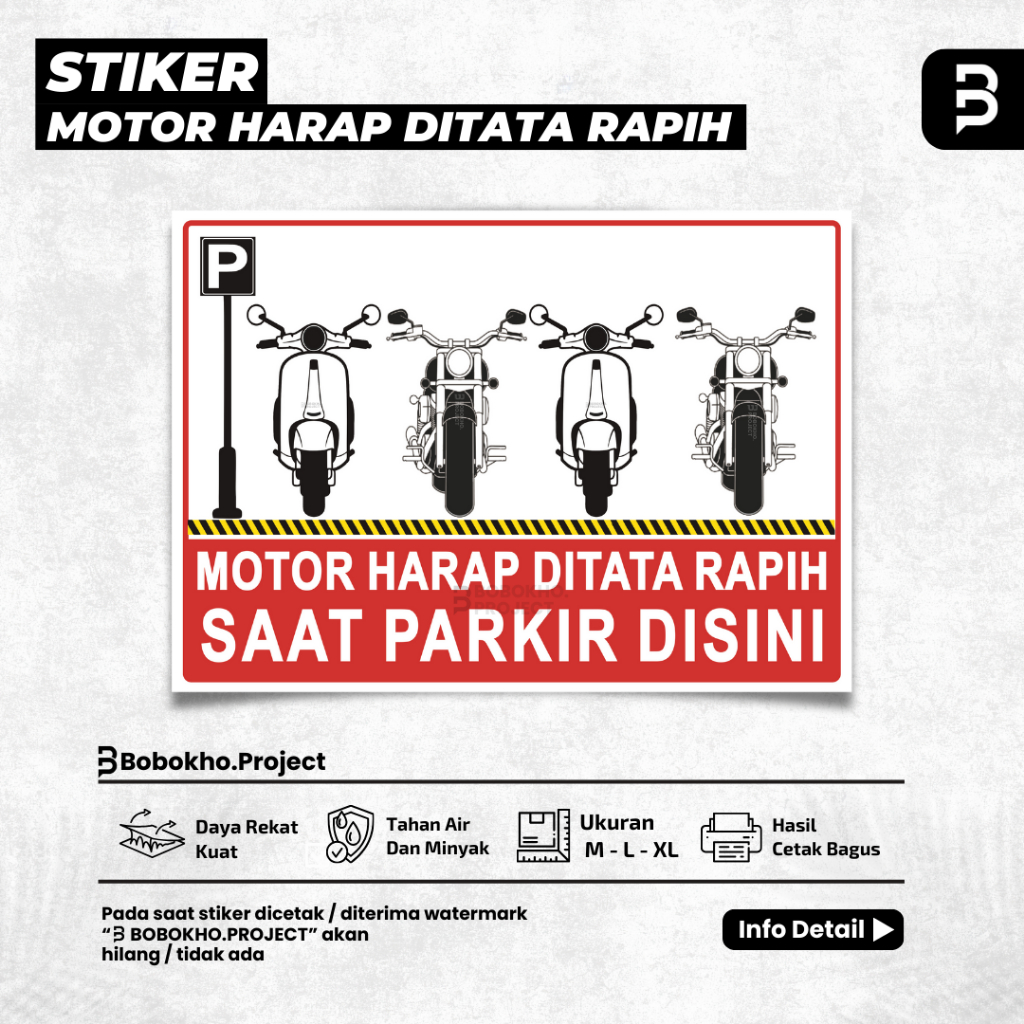 

Stiker Motor Harap ditata rapih / Stiker parkir motor dirapikan / stiker harap rapih saat parkir disini