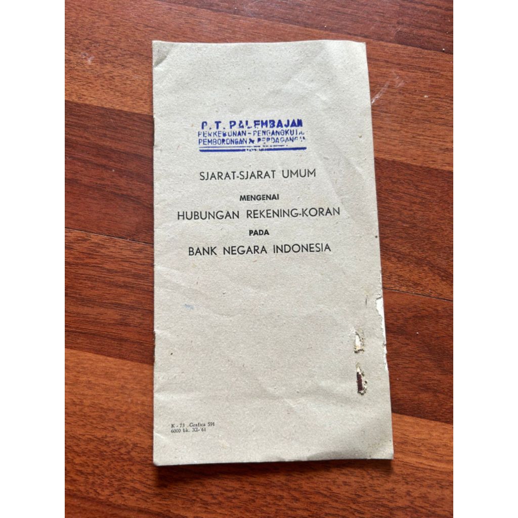 Buku SJARAT-SJARAT UMUM
MENGENAI

HUBUNGAN REKENING-KORAN PADA BANK NEGARA INDONESIA