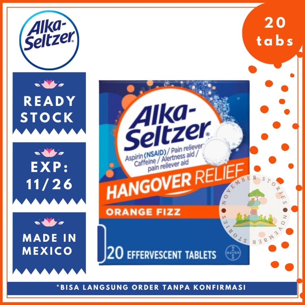 

Alka Seltzer Hangover Orange Fizz Effervescent 20 tabs tablets