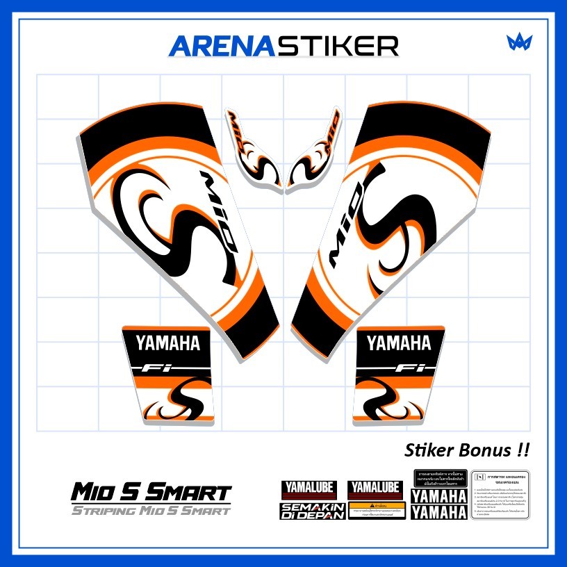 Motif MM04c Stiker Striping Motor Yamaha Mio S Mio Smart Variasi sudah dilaminasi Sticker Setiker Se