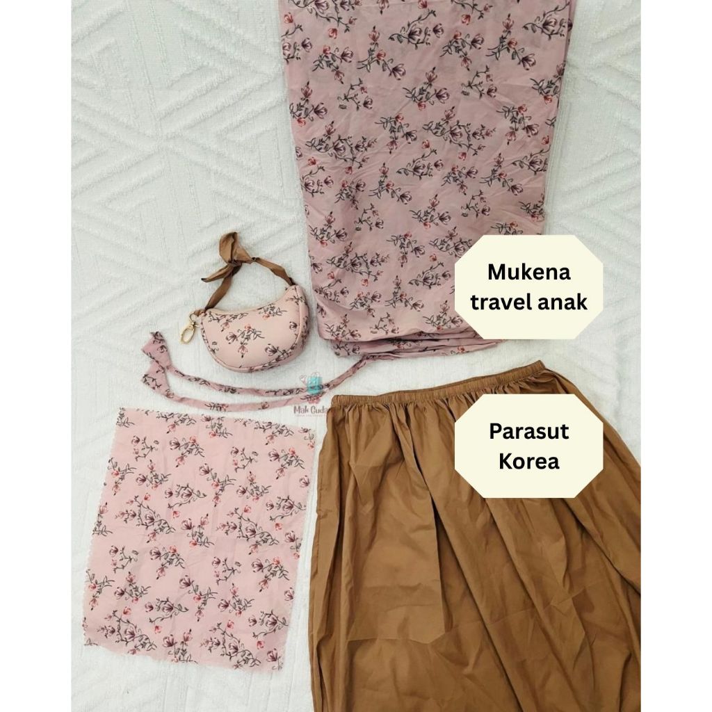 Mukena travel parasut motif bunga - mukena travel anak