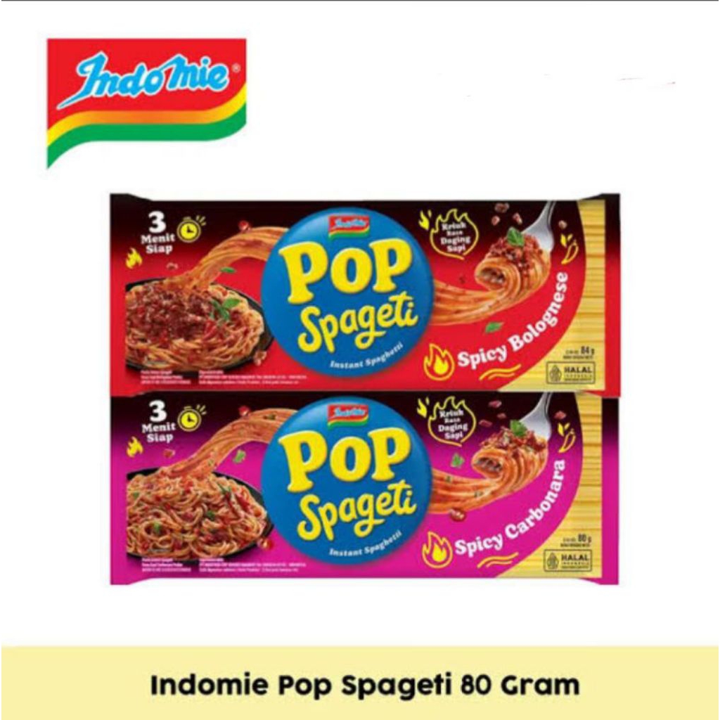 

INDOMIE Pop Spageti Rasa Spicy Carbonara Dan Spicy Bolognese~Netto 84gr