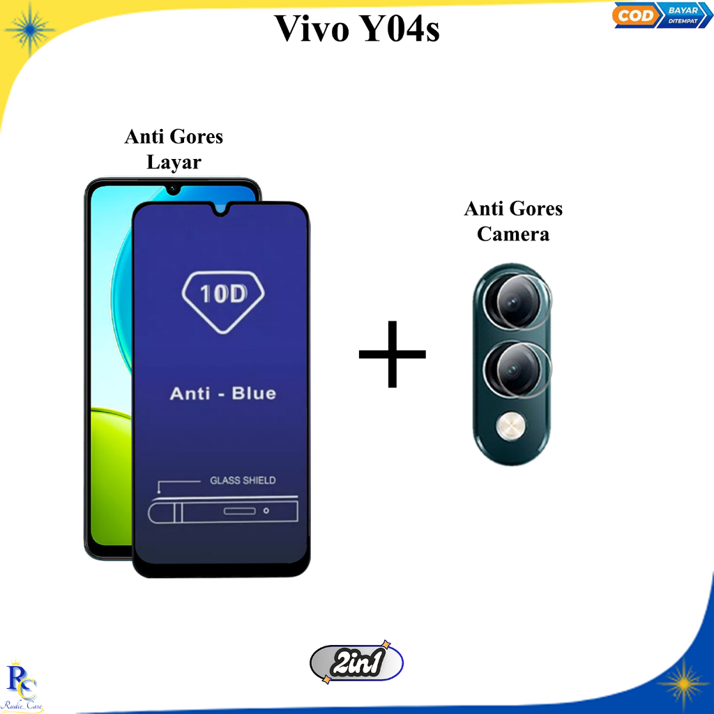 Paket 2in1 Anti Gores + Anti Gores Camera Vivo Y04s Y19s Y19s Pro Y19s GT Y29 Y29s Tempered Glass