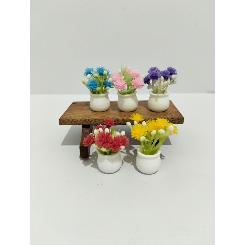 (per biji size 3cm random) Miniatur pot bunga dengan putik mini warna warni untuk dollhouse / sylvan