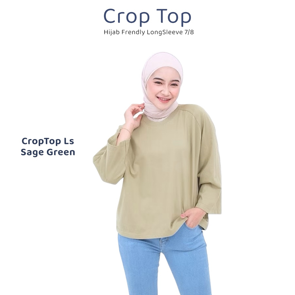 CROP TOP OVERSIZE HIJAB FRENDLY CROP TOP WANITA OVERSIZE CROP TOP LENGAN PANJANG