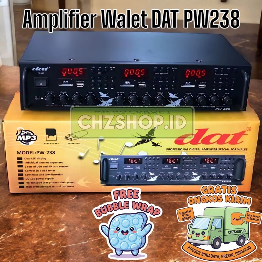 DAT PW238 Amplifier Walet Mesin Panggil Burung DAT PW 238 Professional MP3 Player USB SD Card 3 Chan