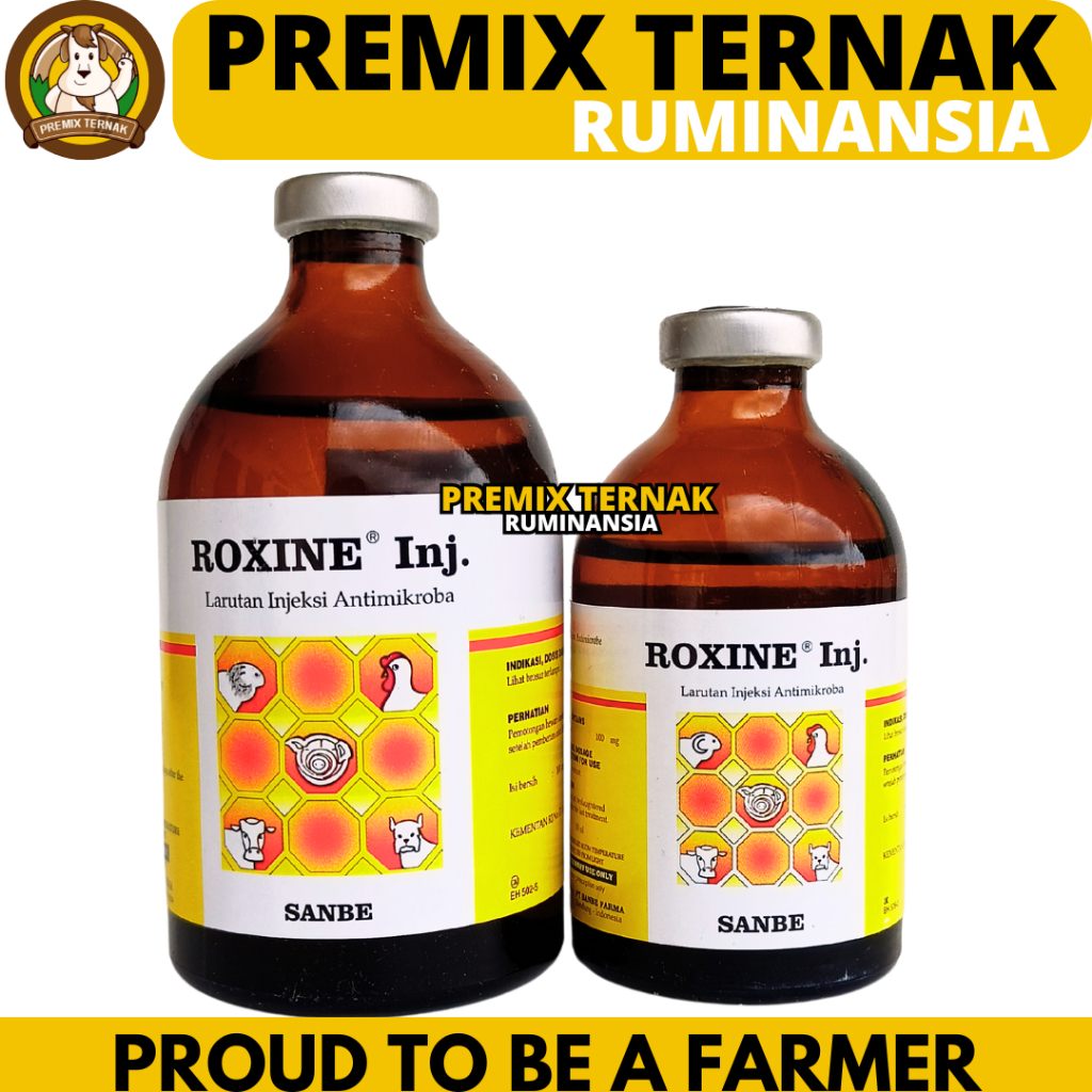 ROXINE INJ 100ML ROXINE 50ML SANBE - Obat Hewan Antibakteri Pernafasan Ternak Sapi Ayam Unggas Babi