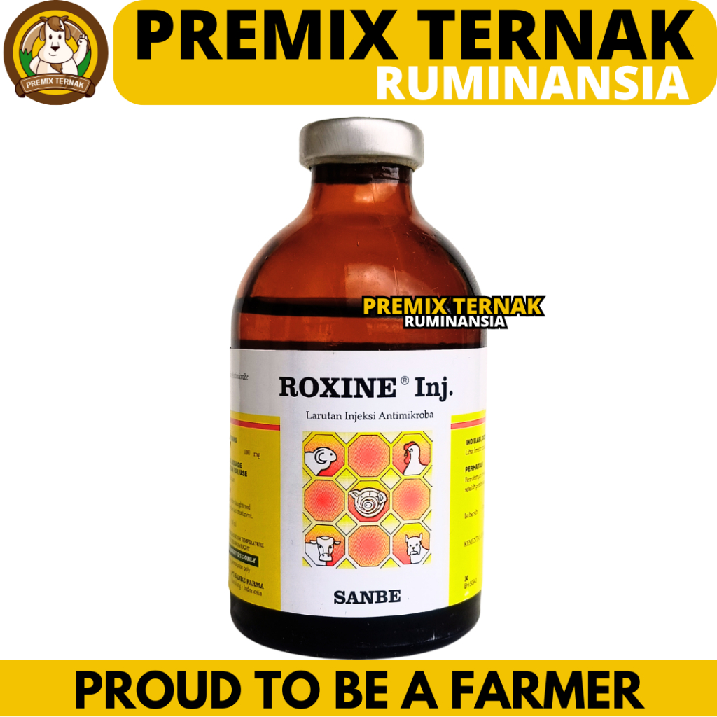 ROXINE 50ML - Obat Hewan Infeksi Pernafasan Ngorok CRD Ternak Sapi Kambing Ayam Unggas Babi