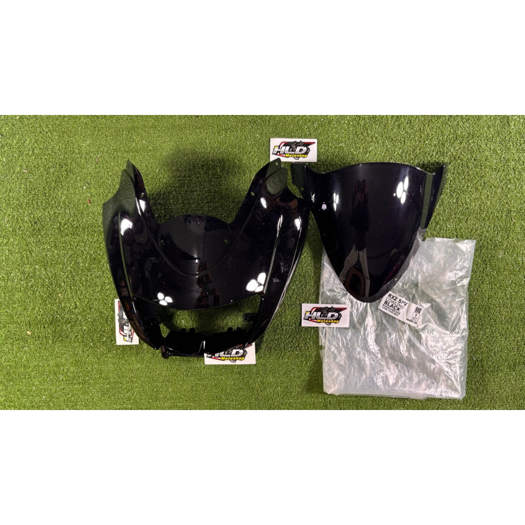 Batok Kerodong Depan SET Visor Yamaha RX-Z Baru RXZ Catalyzer Warna HITAM Import Malaysia