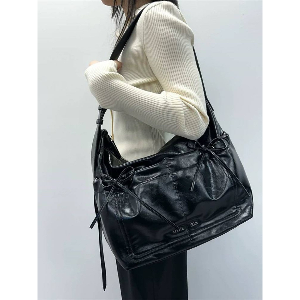 Tas bahu tali pita hitam besar 2996