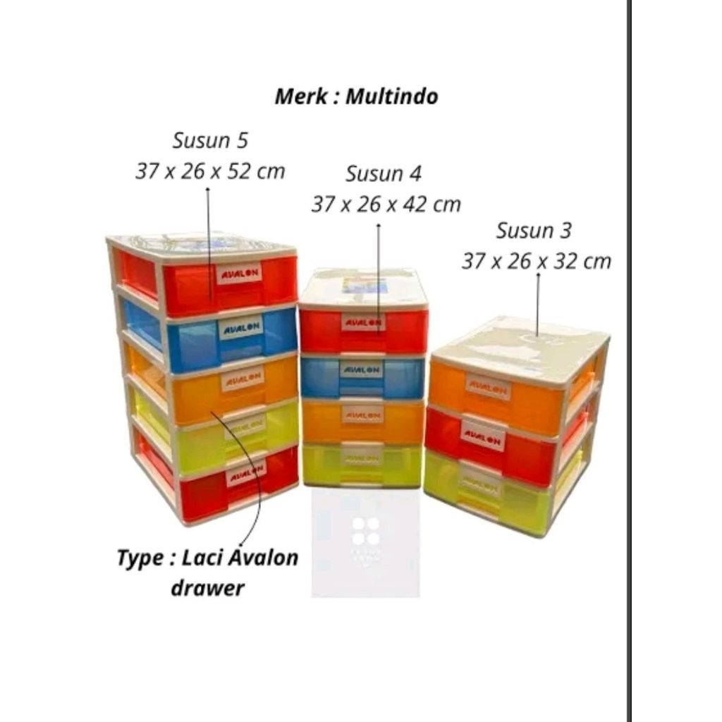 container laci Avalon (A4, F4) susun 4/Laci Avalon susun 4/Kotak penyimpan serbaguna Avalon susun 4