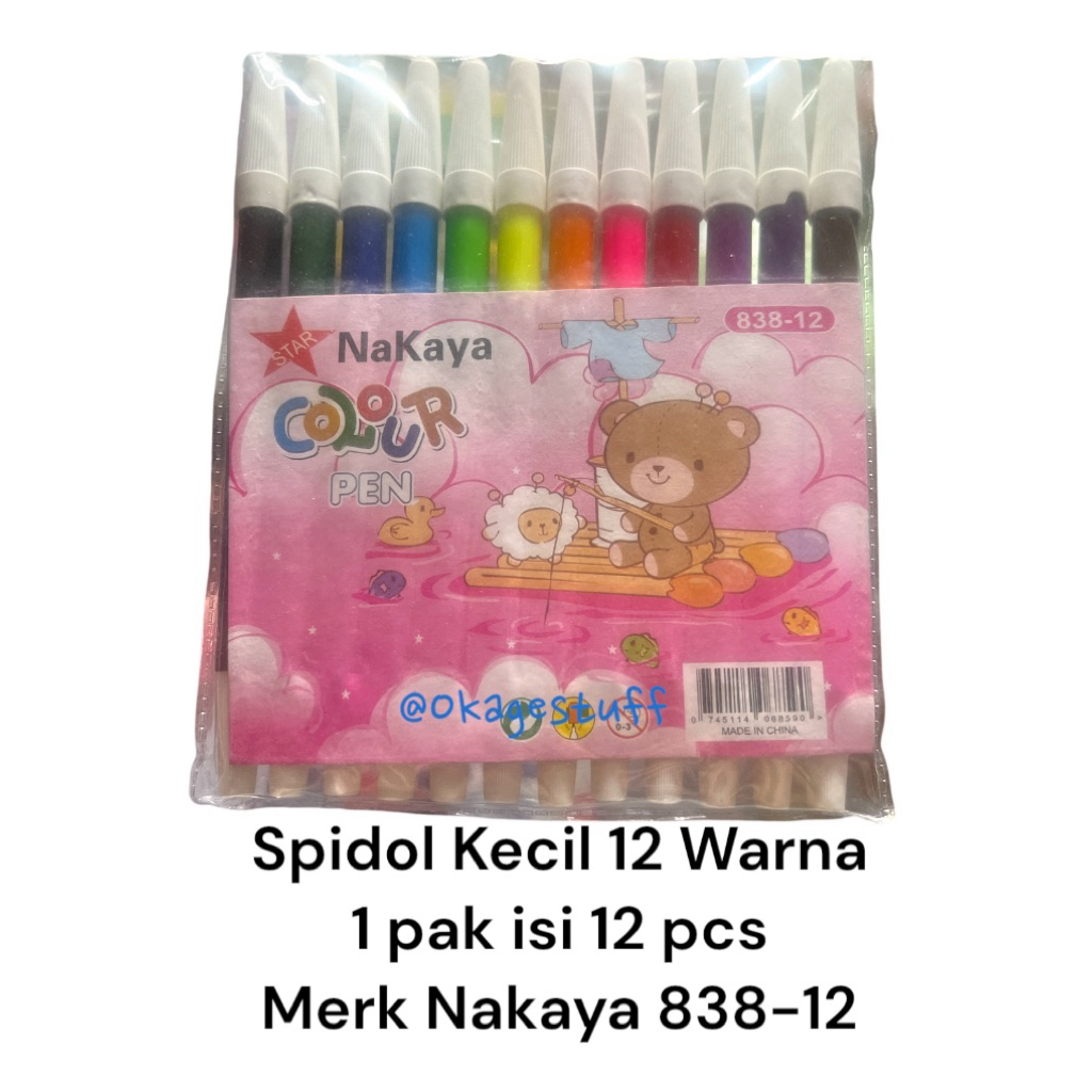 

Spidol Kecil warna warni 12 warna Nakaya 838-12