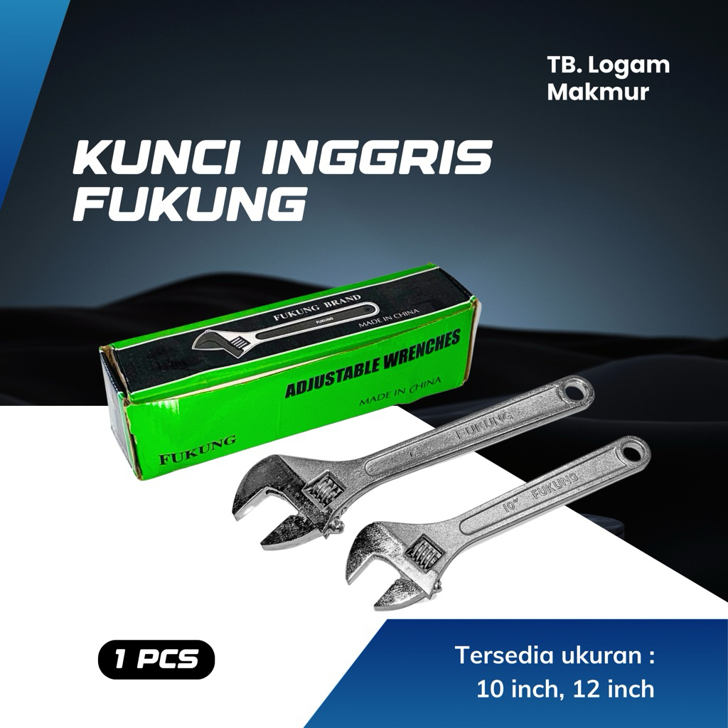 FUKUNG Kunci Inggris 10 12 inch Adjustable Wrench Baco Bago Bahco - 1 pcs