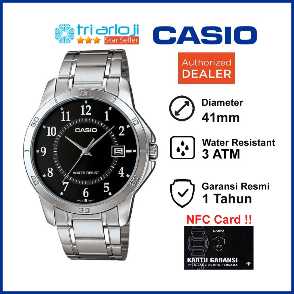 CASIO MTP-V004D-1BUDF Jam Tangan Pria Analog Stainless Steel MTP-V004D-1B MT-V004D