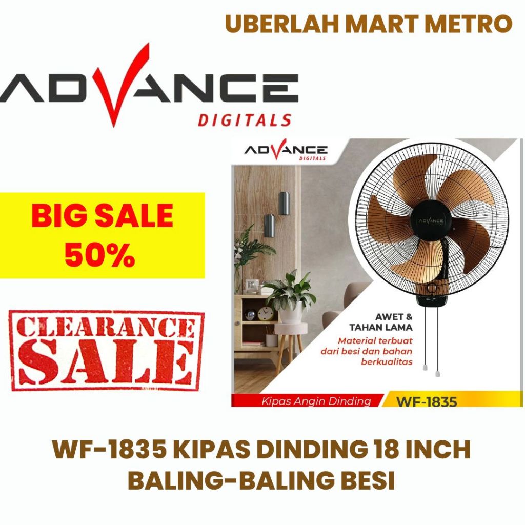 ADVANCE KIPAS DINDING 18 INCH WF 1835