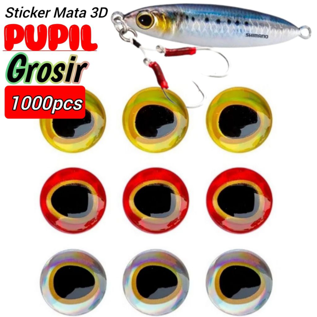 GROSIR 1000PC STICKER MATA IKAN PUPIL 3D STIKER JIG MAKER LURE MAKER [ACS3D09]
