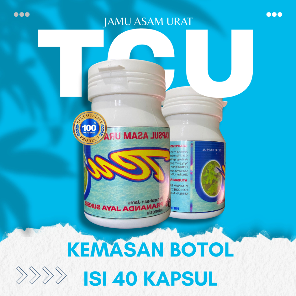 (BELI 3 GRATIS 1) JAMU KAPSUL ASAM URAT DAN NYERI SENDI EDISI KHUSUS TCU KEMASAN BOTOL ISI 40 KAPSUL