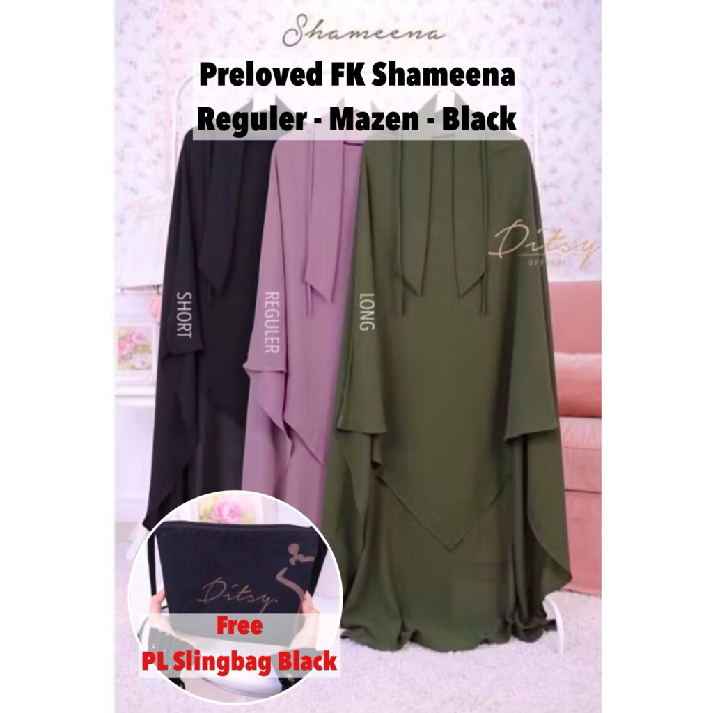 PRELOVED PL FRENCH KHIMAR MAZEN SHAMEENA BLACK DITSY REGULER ZAYSAKU SIFON ARABIAN DANIYA JUMBO