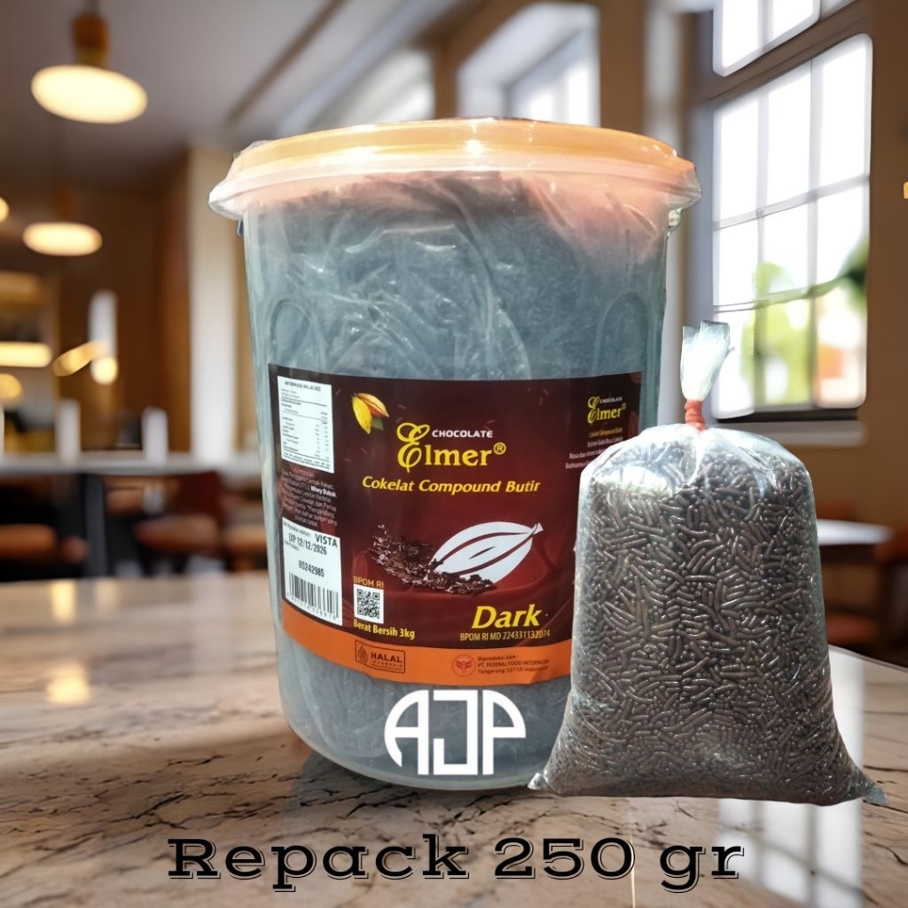 

Meses / Mesis Dark Cokelat Compound Elmer | Repack 250 gr