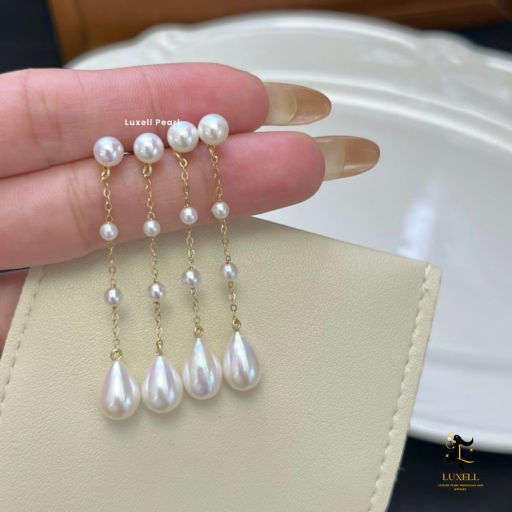 Luxell Pearl- Anting Gantung Mutiara air tawar asli Lombok | Anting Panjang Wanita| Fashion Aksesori