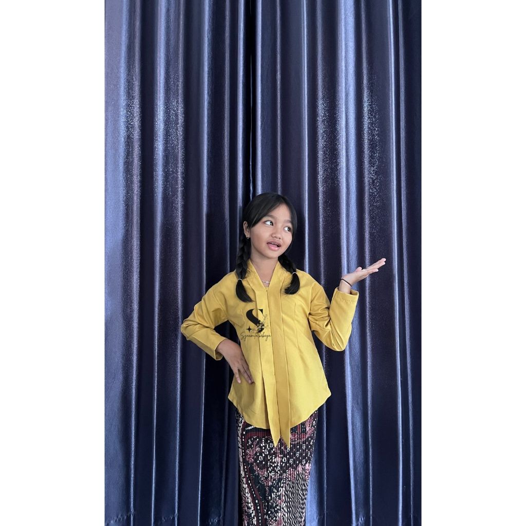 Kebaya Kartini Anak/ Kebaya Anak SD Polos Tangan Panjang Warna Tambahan