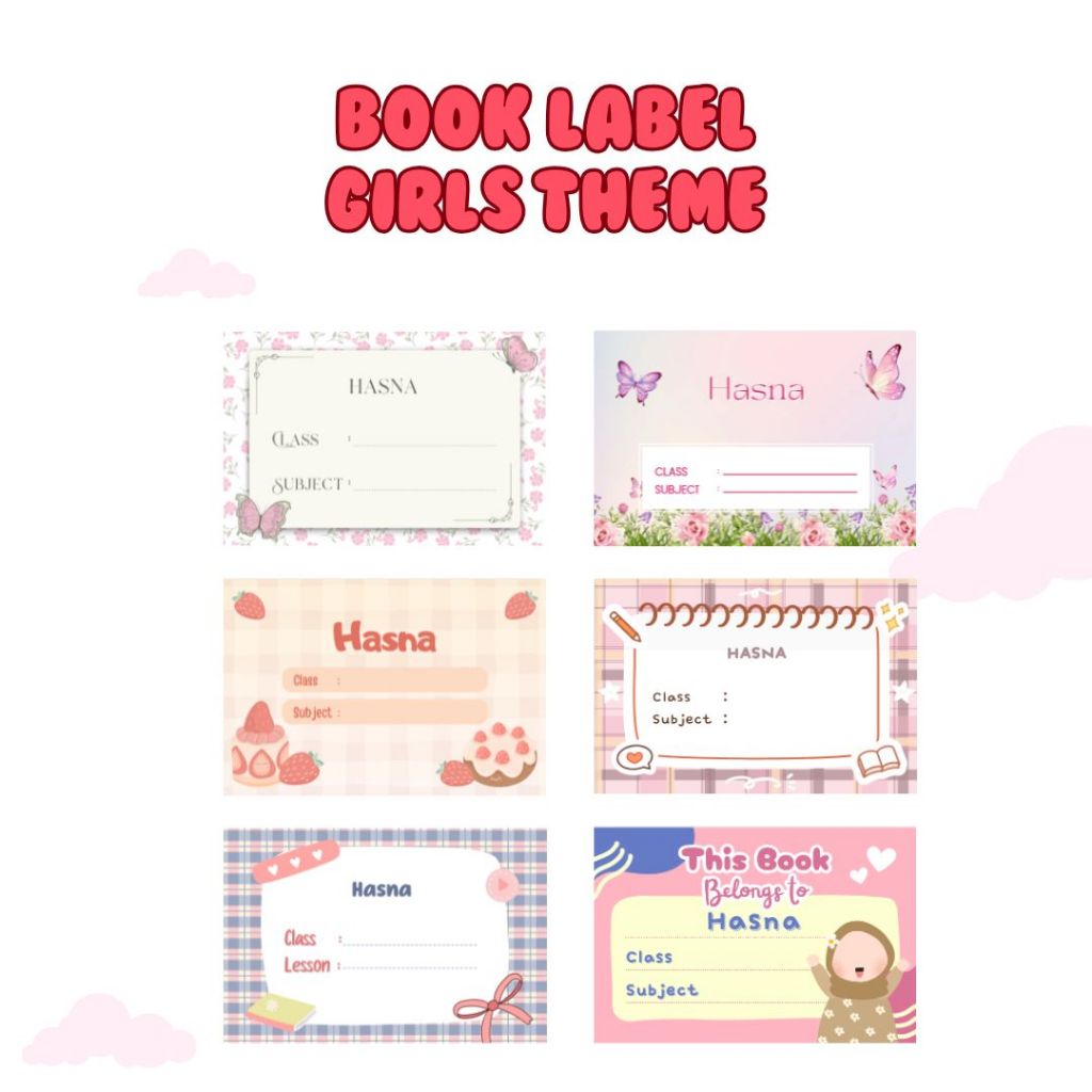 

Stiker Label Nama Buku Mata Pelajaran/ Sticker buku anak lucu - Girls theme Isi 42