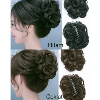 Ikat Rambut Palsu Cepol Keriting Bun Wanita Korea / rambut palsu sanggul rambut aksesiros hiasan ram