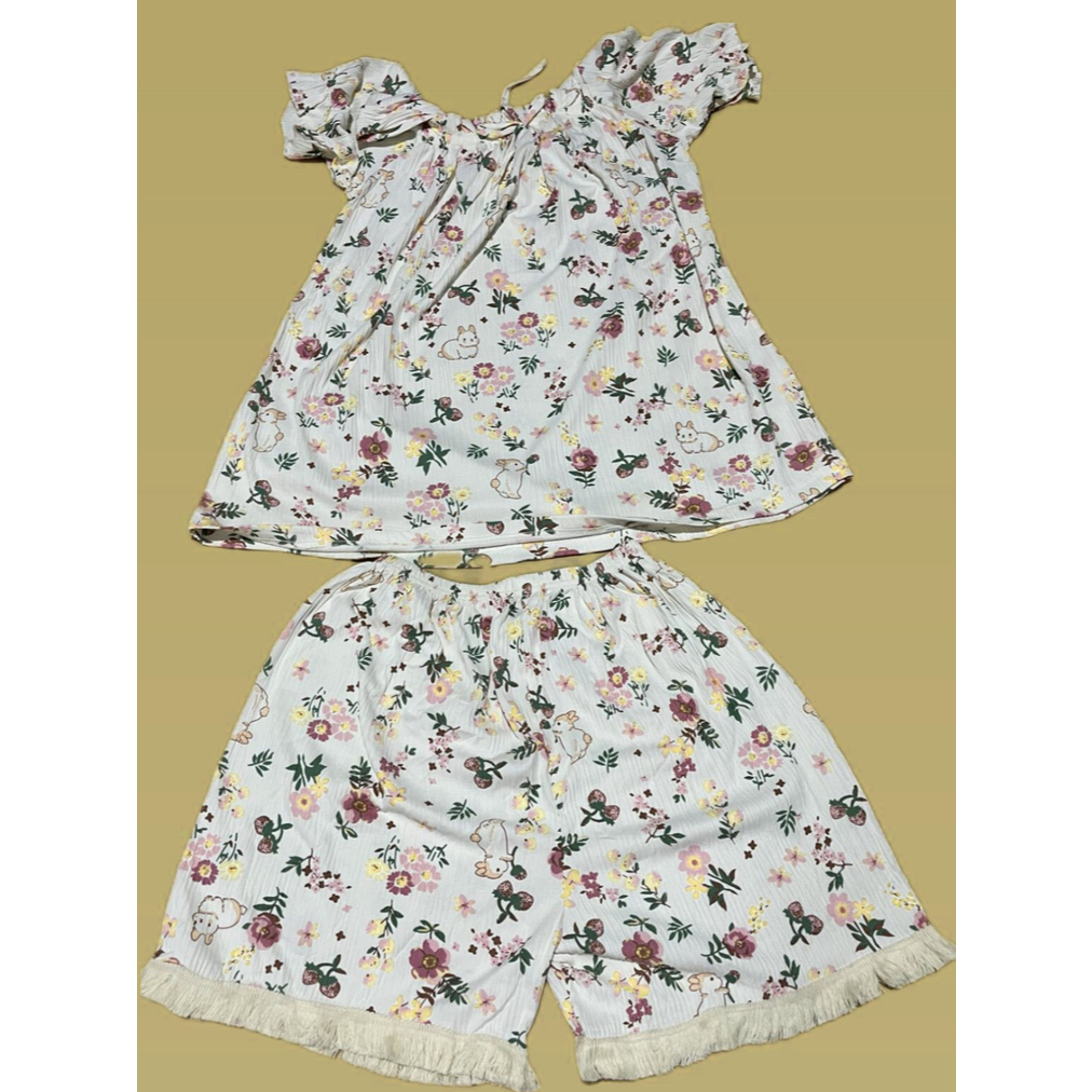 Bunny Baju Tidur Wanita Dewasa Piyama Set Baju Pendek Celana Pendek Rayon