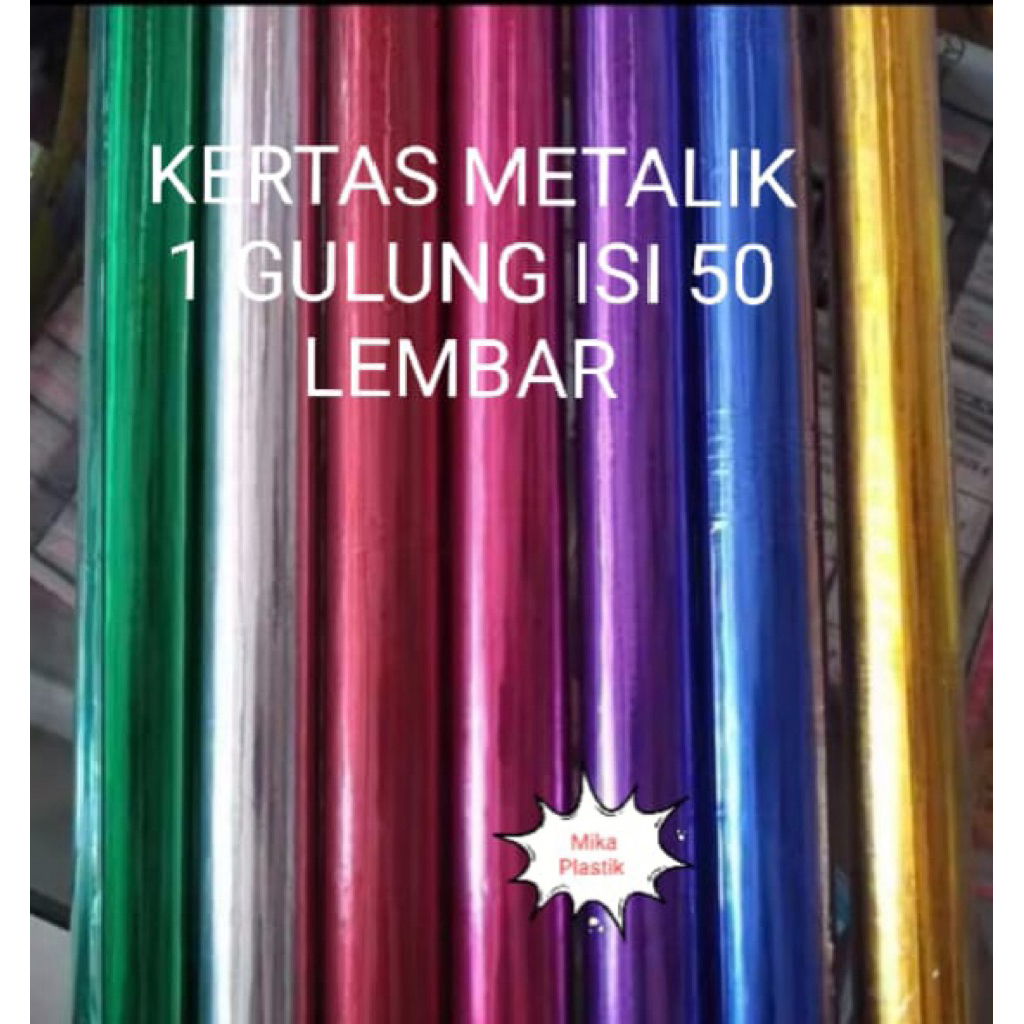 

Isi 50 Lembar Kertas Metalik 50x65cm / Kertas Kado