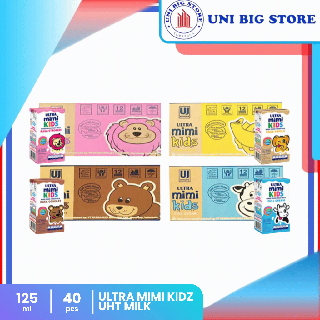 

Susu ULTRA MIMI UHT Milk 125 ml DUS BOX Vanilla - Full Cream - Stroberi - Coklat MIX Rasa