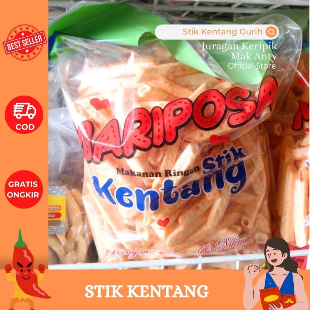 

Stik Kentang Mariposa Rasa Balado | Keju | Original