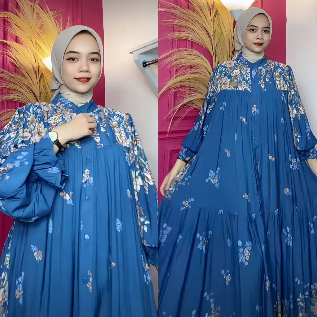 Terbaru Gamis Rayon Premium Syifa Lengan Balon Adem Nyaman