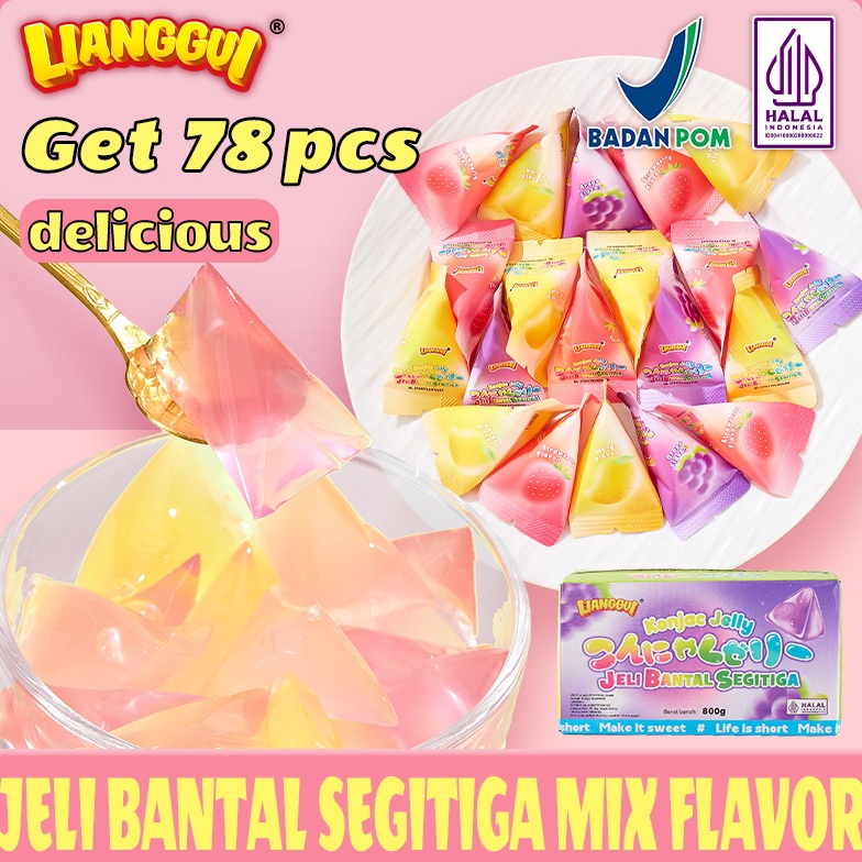 

Terbaru 78PS Lianggui Jelly Bantal Segitiga HALAL Cemilan Kenyal Snack Jelly Segar untuk SehariHari Ngemil